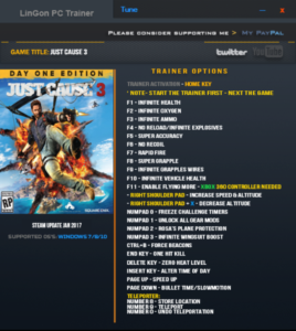 cheat codes for just cause 2 ps3